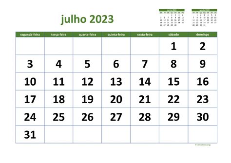 calendário de julho 2023
